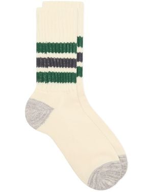 RoToTo Coarse Ribbed Old School Crew Socks - Blue