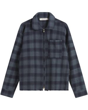 About Blank Plaid Zipped Overshirt - Blue