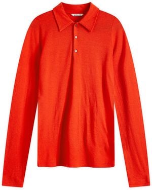AURALEE Wool Amunzen Polo - Red