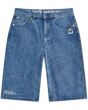 Aape By A Bathing Ape Aape Jacquard Denim Shorts - Blue
