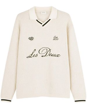 Les Deux Waffle Long Sleeve Football Jersey - White