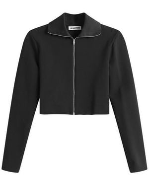 Jil Sander Zip Up Jacket With Ribbed Collar - Black