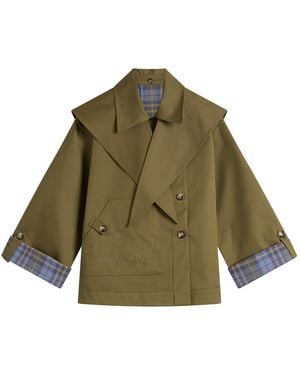 Damson Madder Reversible Jerry Crop Trench Coat Jacket - Green