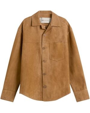 Ami Paris Suede Buttoned Overshirt - Brown