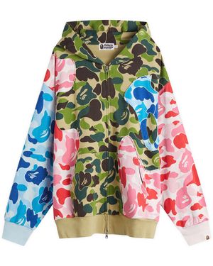 A Bathing Ape Abc Camo Patchwork Relaxed Fit Zip Hoodie - Green