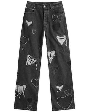 NAHMIAS Heart Patchwork Jeans - Grey