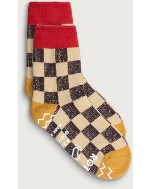 RoToTo Checkerboard Room Sock - Red