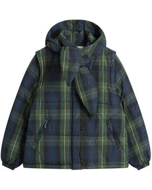 Damson Madder Pearl Check Puffer Jacket - Green