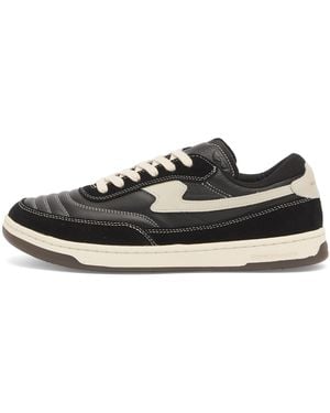 Stepney Workers Club Casson S-Strike Leather Suede Trainer - Black