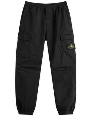 Stone Island Sateen Cargo Jogger Trousers - Black