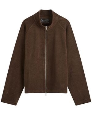 mfpen Garment Washed Ribbed Zip Sweatshirt - Brown