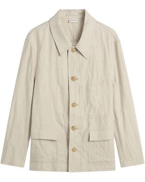 Dries Van Noten Herringbone Cotton Linen Chore Jacket - Natural