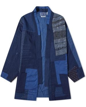 Blue Blue Japan Japan Patchwork Hand Stitched Haori Jacket - Blue