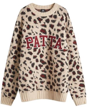 PATTA Leopard Brushed Knit Jumper - Brown