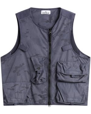Stone Island Faded Camo Ripstop-Tc Utility Vest - Blue