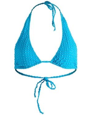 Fruity Booty Seersucker Halter Bikini Top - Blue