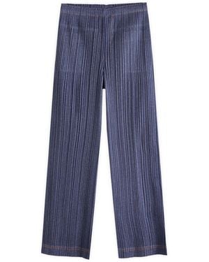 Pleats Please Issey Miyake Denim Pleated Trousers - Blue