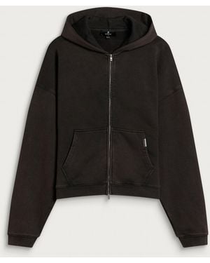 Represent Initial Boxy Oversized Zip Hoodie - Black