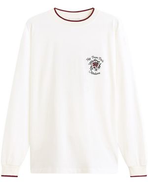 Drole de Monsieur Rose Slogan Long Sleeve T-Shirt - White