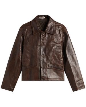 AURALEE Heavy Lamb Leather Blouson - Brown