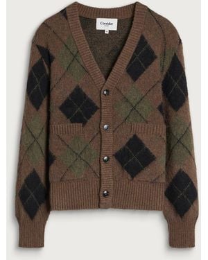Corridor NYC Argyle Cardigan - Green