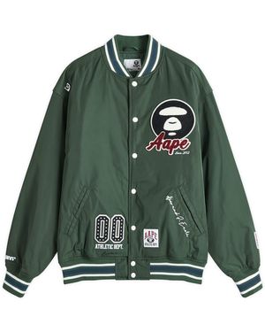 Aape By A Bathing Ape Aape Ice Hockey Varsity Jacket - Green