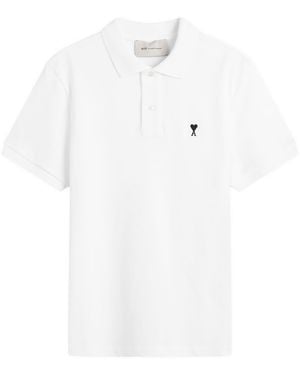 Ami Paris Contrasted Ami De Coeur Polo Shirt - White