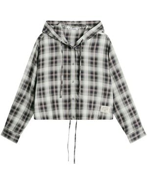 Acne Studios Sip Check Flannel Hooded Shirt - Grey