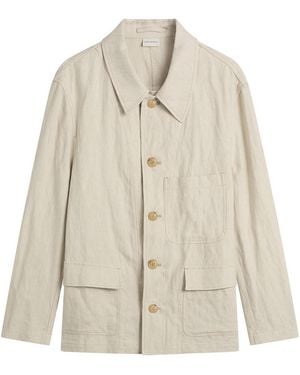 Dries Van Noten Herringbone Cotton Linen Chore Jacket - Natural