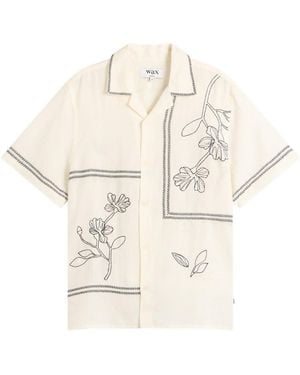 Wax London Didcot Grid Flowers Vacation Shirt - Natural