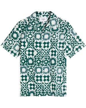 Wax London Didcot Sketch Geo Vacation Shirt - Green