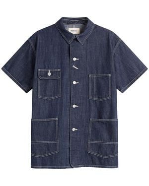 Beams Boy Denim Shorts Sleeve Top - Blue
