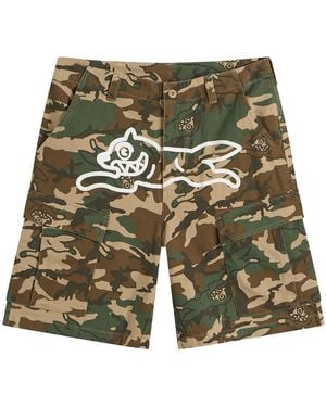 ICECREAM Running Dog Woodland Camo Cargo Shorts - Green