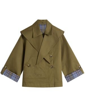 Damson Madder Reversible Jerry Crop Trench Coat - Green