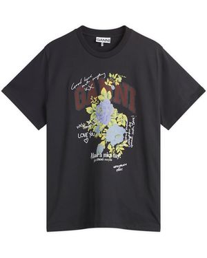 Ganni Rose Logo T-Shirt - Black