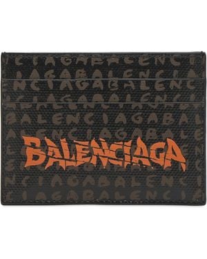 Balenciaga Canvas Logo Card Holder - Black