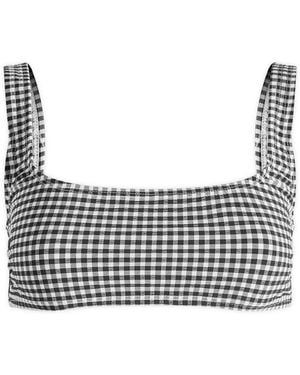 GOOD AMERICAN Gingham Square Neck Support Bra - Grey