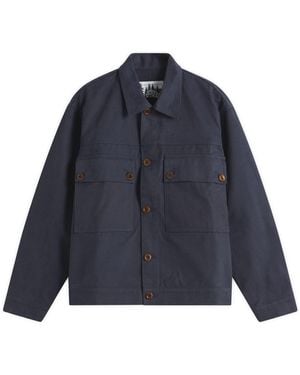 Cafe Mountain Reverse Panel Workers Jacket - Blue