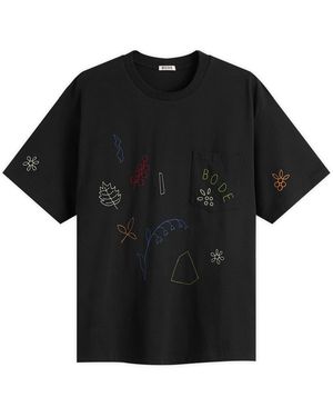 Bode Embroidered Field Guide T-Shirt - Black