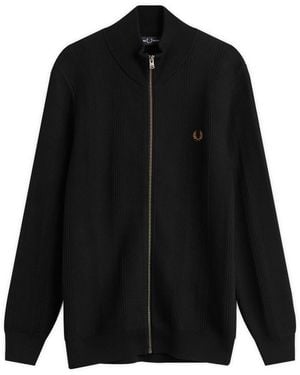 Fred Perry Textured Zip Through Cardigan - Black