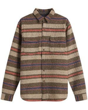 RRL Preston Stripe Overshirt - Brown