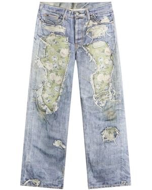 Acne Studios 1981 Rose Print Denim Jeans - Blue