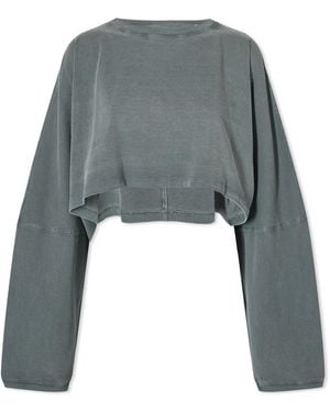 Joah Brown Joah Slouchy Crop Long Sleeve Top - Grey