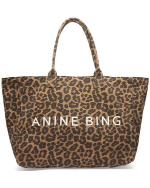 Anine Bing Leo Canvas Tote Bag - Brown