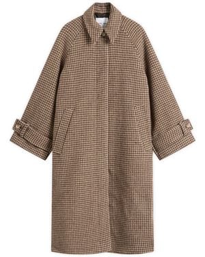 Samsøe & Samsøe Alma Check Wool Coat - Brown
