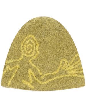 Hiking Patrol Moscot Mohair Mixed Knit Beanie - Yellow