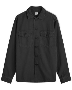 Orslow Cotton Military-Style Utility Shirt - Black