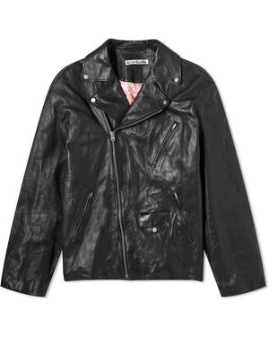 Acne Studios Liker Distressed Nappa Leather Jacket - Black