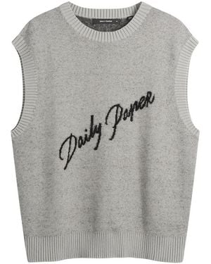 Daily Paper Script Logo Knit Vest - Grey