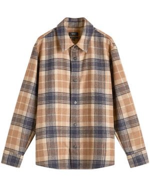 A.P.C. Bobby Wool Plaid Overshirt - Brown